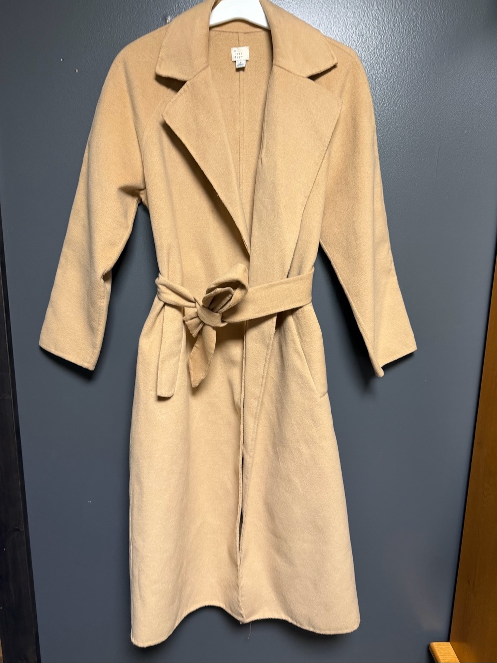NWOT A New Day / Target Double Faced Wrap Coat Camel Tan with Waist Belt Small